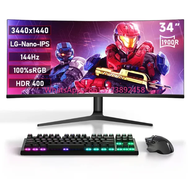 34inch Gaming Monitor 4k LG-Nano-IPS Curved 1900R 3440*1440 165hz 144HZ Monitor DH-MI DP Interface for Computer