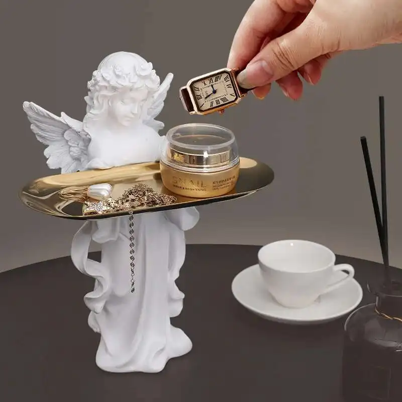 European Prayer Angel Goddess Decoration Tray Sculpture Art Home Living Room Decoration Office Decoration