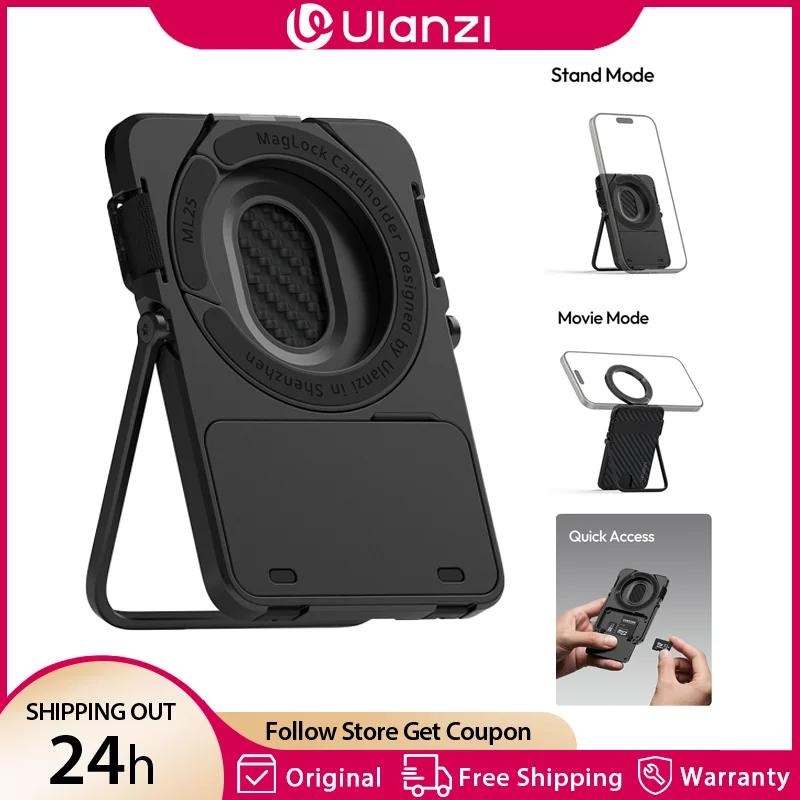 

Ulanzi ML25 MagLock держатель для карт кошелек магнитный портативный держатель для телефона Magsafe с пряжкой для Iphone 16, 15, 14, 13, углеродное волокно