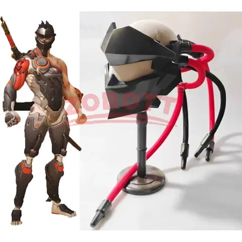 Juego Genji Cosplay máscara hombres adultos GFRP máscara sucia trenzada cibernética HHalloween carnaval mascarada fiesta máscaras Accesorios