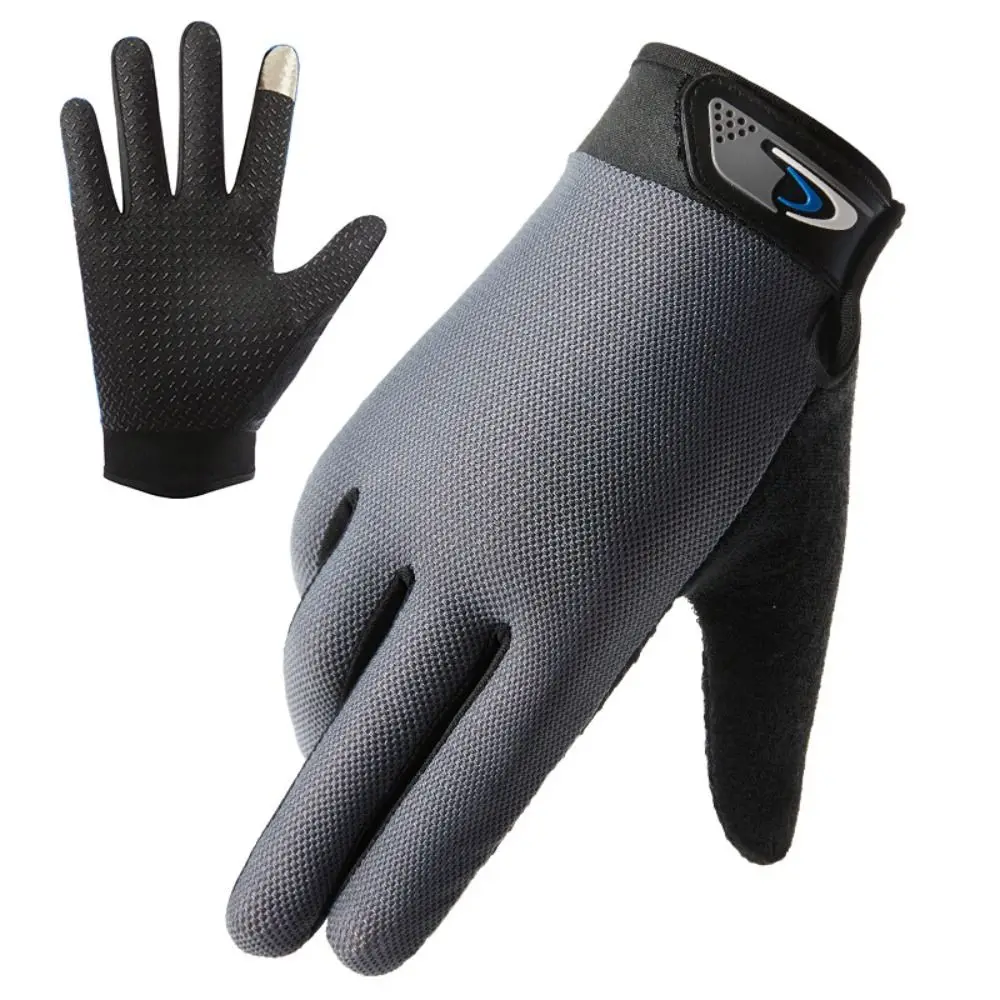 Comfortable Full Finger Cycling Gloves Thin Ice Silk Full Finger Gloves Sun Protection Silicone Non-slip Bike Gloves Male