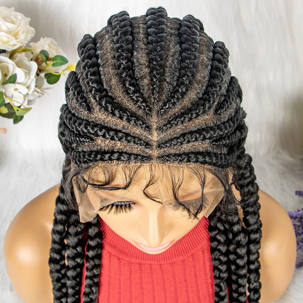 Braided Wigs 2022สินค้าใหม่มาใหม่ลูกไม้ด้านหน้าวิกผม Braided Wigs เด็กผมสังเคราะห์วิกผมลูกไม้เต็มรูปแบบ