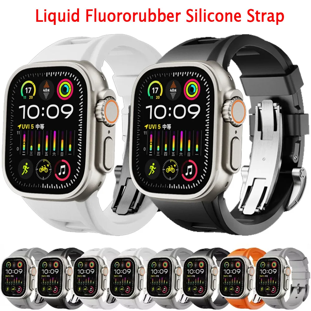 

Liquid Silicone Strap for Apple Watch Ultra 2/1 49mm 10 46/42mm Modification Kit Watchband iWatch 9 8 7 6 5 SE Band Accessories