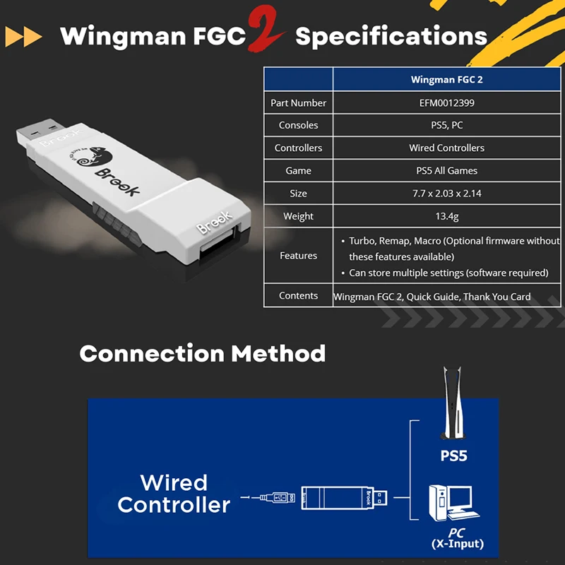 Brook Wingman FGC 2 Native PS5 Converter for PS5/PS4/XBox Series X