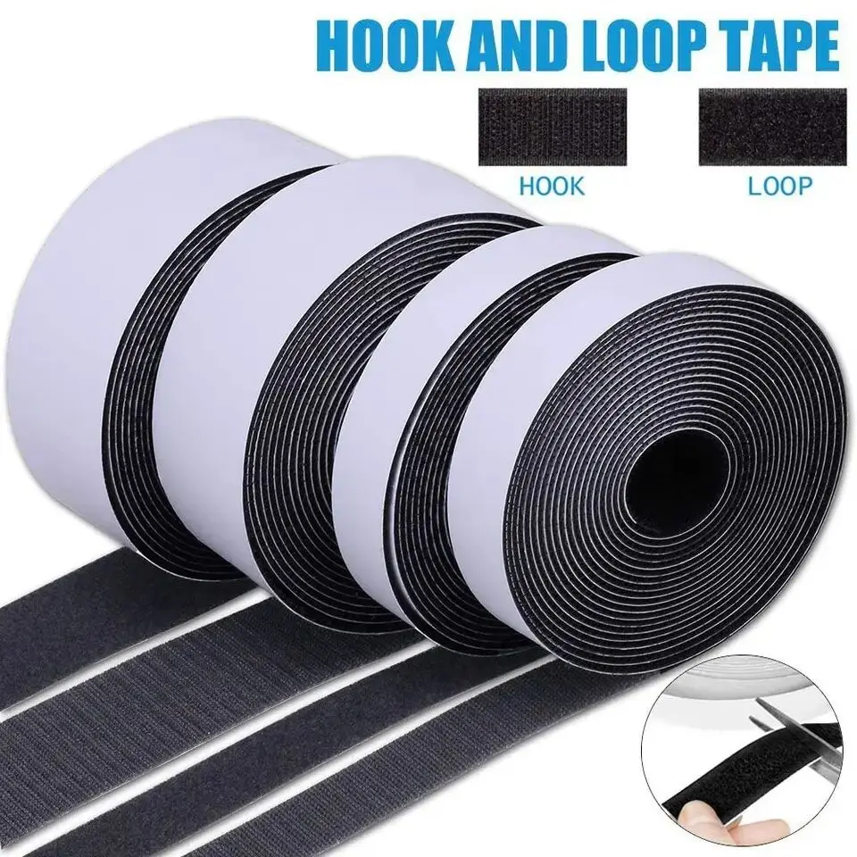 1-25Meters Self Adhesive Fastener Tape Nylon Hook and Loop Strip with Glue Velcros for Couch Cushion DIY Craft Home Wall Hanging