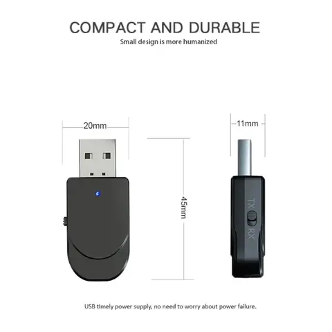 3 IN 1 Bluetooth 5.0 Transmitter Receiver USB Adapter KN330 Dongle 3.5mm AUX RCA for TV PC Headphones Home Stereo Car HIFI