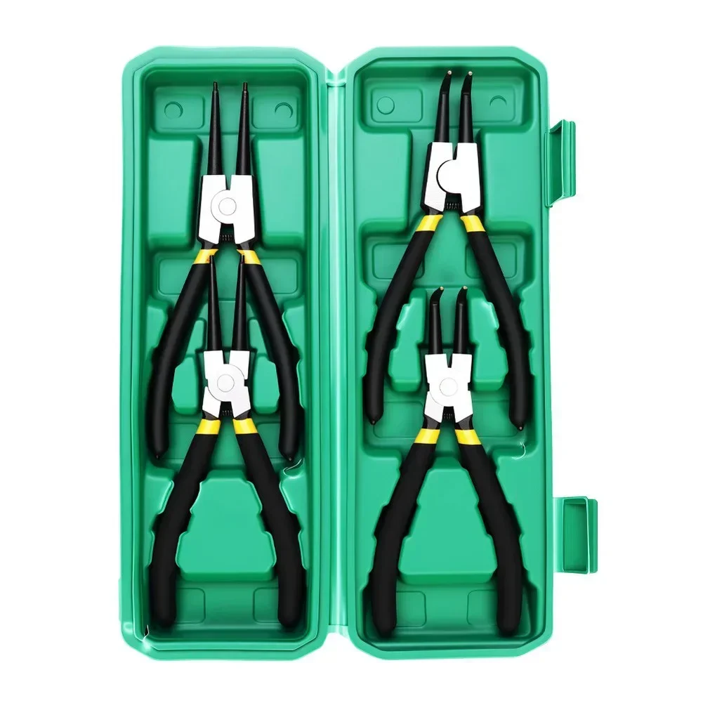 

Набор из 4 плоскогубцев для стопорных колец: прямые и изогнутые, для внутренних и внешних стопорных колец