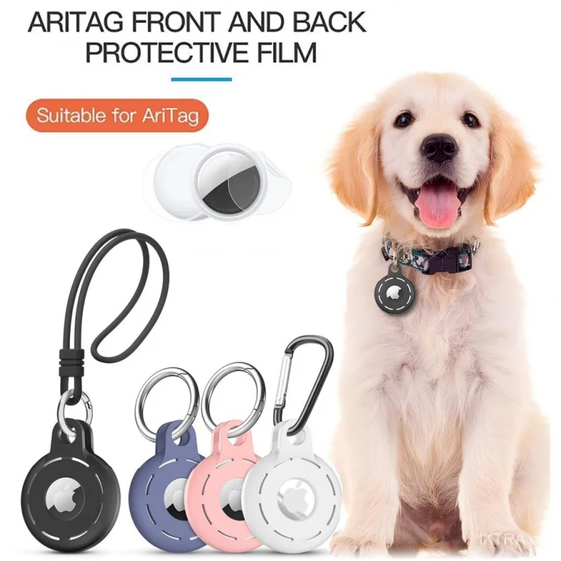 AirTag Holder With 1 set films Soft case Keychain Accessories, Keys, Pet Collars For Apple Locator Tracker Anti-lost Device Cat