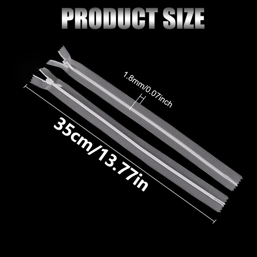 35cm Invisible Zippers, 3#, DIY Nylon Coil, Lace Zipper for Sewing, Clothes Cushion Pillow, Tailor Tool Garment