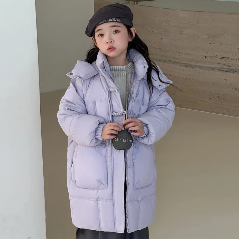 

RAISE Russian Little Girl Duck Winter Down Jacket Pocket Hooded Teen Girl Long Puffer Jacket Kid Girl Parka 6-14 Years Outerwear