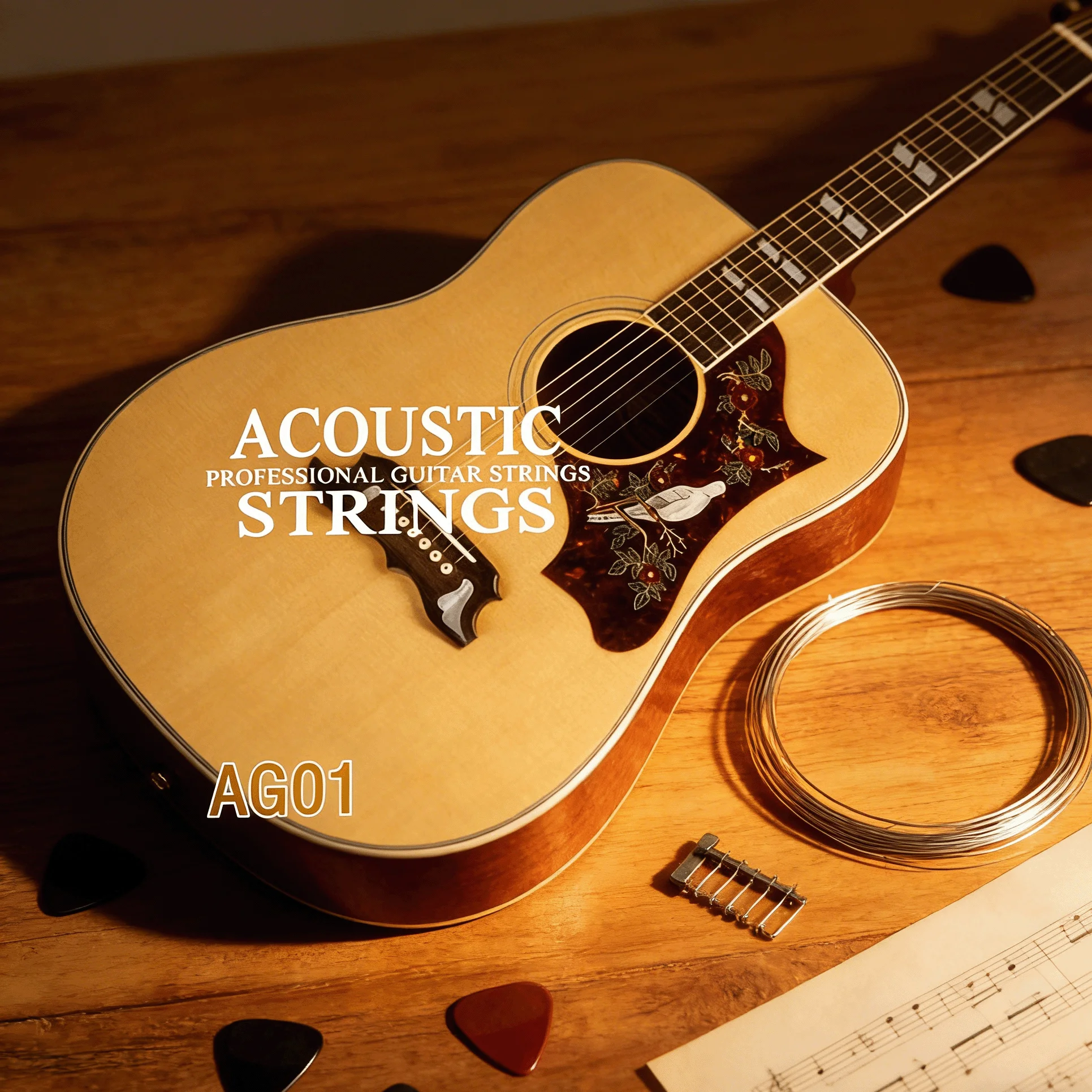 6-Piece Universal Guitar Strings Set – Stainless Steel Coated Copper Alloy Wound for Folk, Acoustic & Electric Guitars
