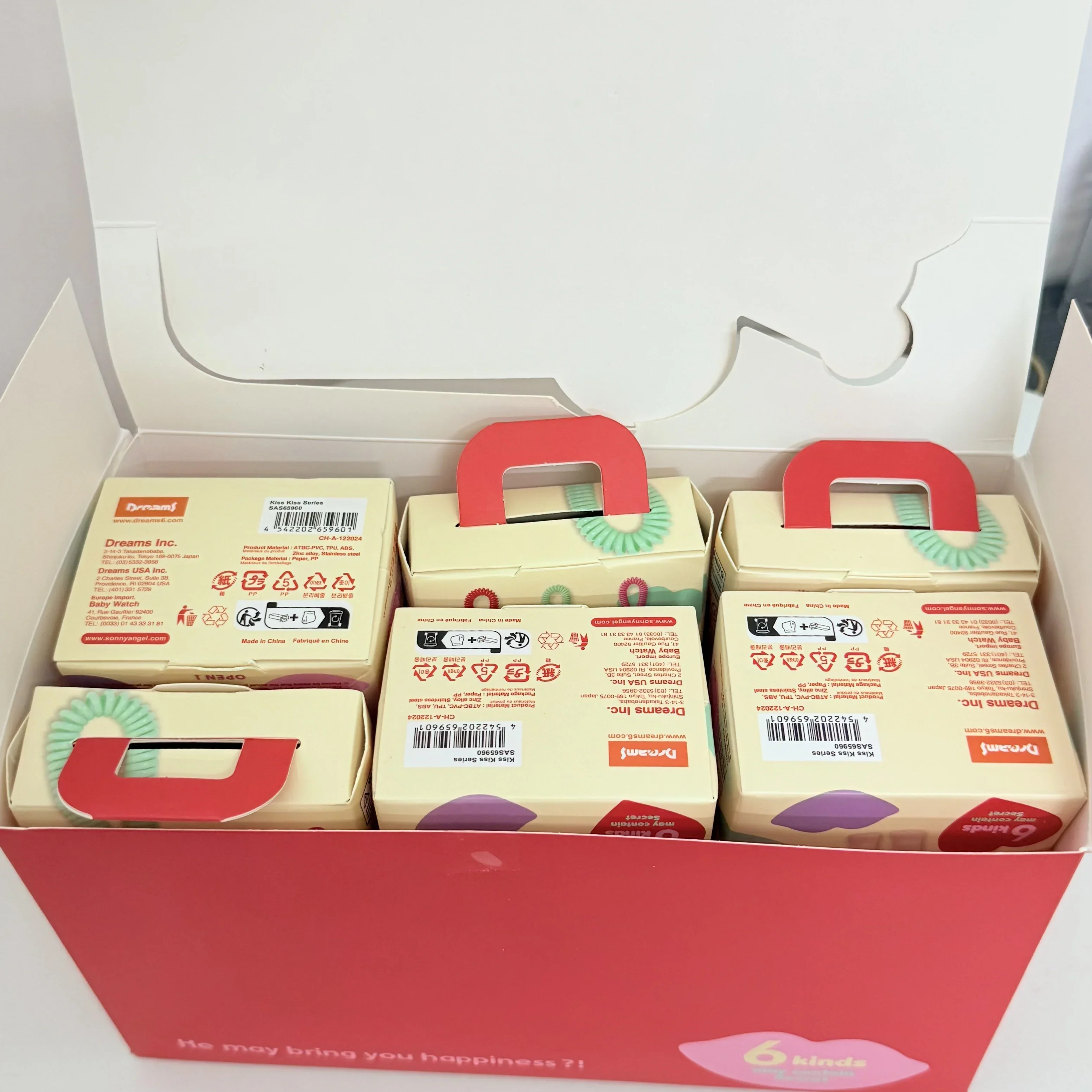 6Pcs Box Sonny Angel Blind Box Kiss Kiss Series Mini Figure Anime Keychain Cute Doll Pendant Gift for Kids Girls Boys Birthday