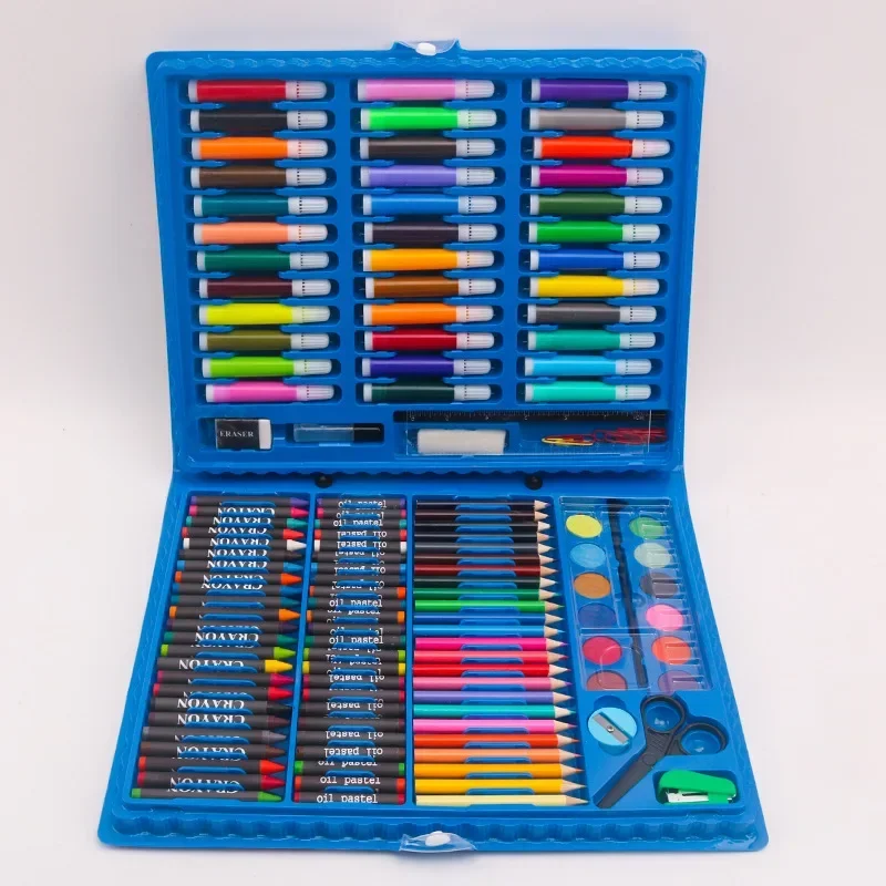 150 stücke Pinsel Set kinder Malerei Schreibwaren Kunst Ölgemälde Stick Werkzeug Aquarell Kreide Bleistift Graffiti Geschenk Box