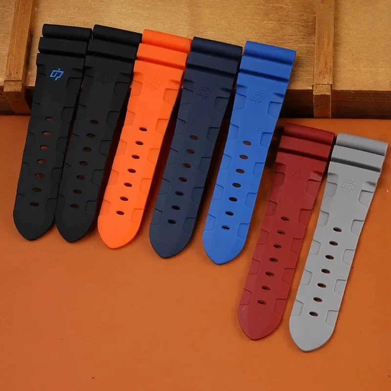 24mm 26mm Silicone Rubber Watch Band For Pam111 441 386 Models Durable Waterproof Anti-magnetic Sport Style Wrist Strap