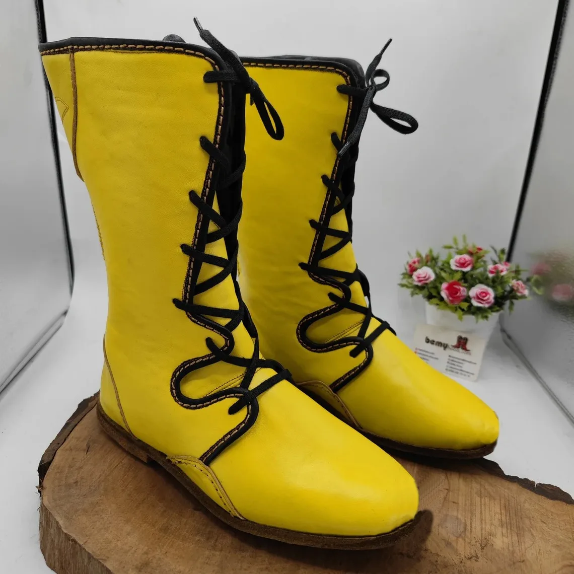 2024 Nowe europejskie i amerykańskie średniowieczne renesansowe rzymskie buty do odgrywania ról Męskie buty z okrągłym noskiem i niskim obcasem z przodu, sznurowane buty w dużych rozmiarach