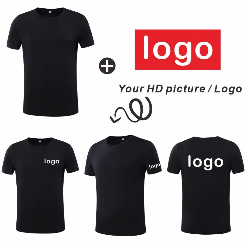 Customized summer round neck T-shirt  Image production Embroidery of clothing text logo  Breathable clothing DIY printing Custom