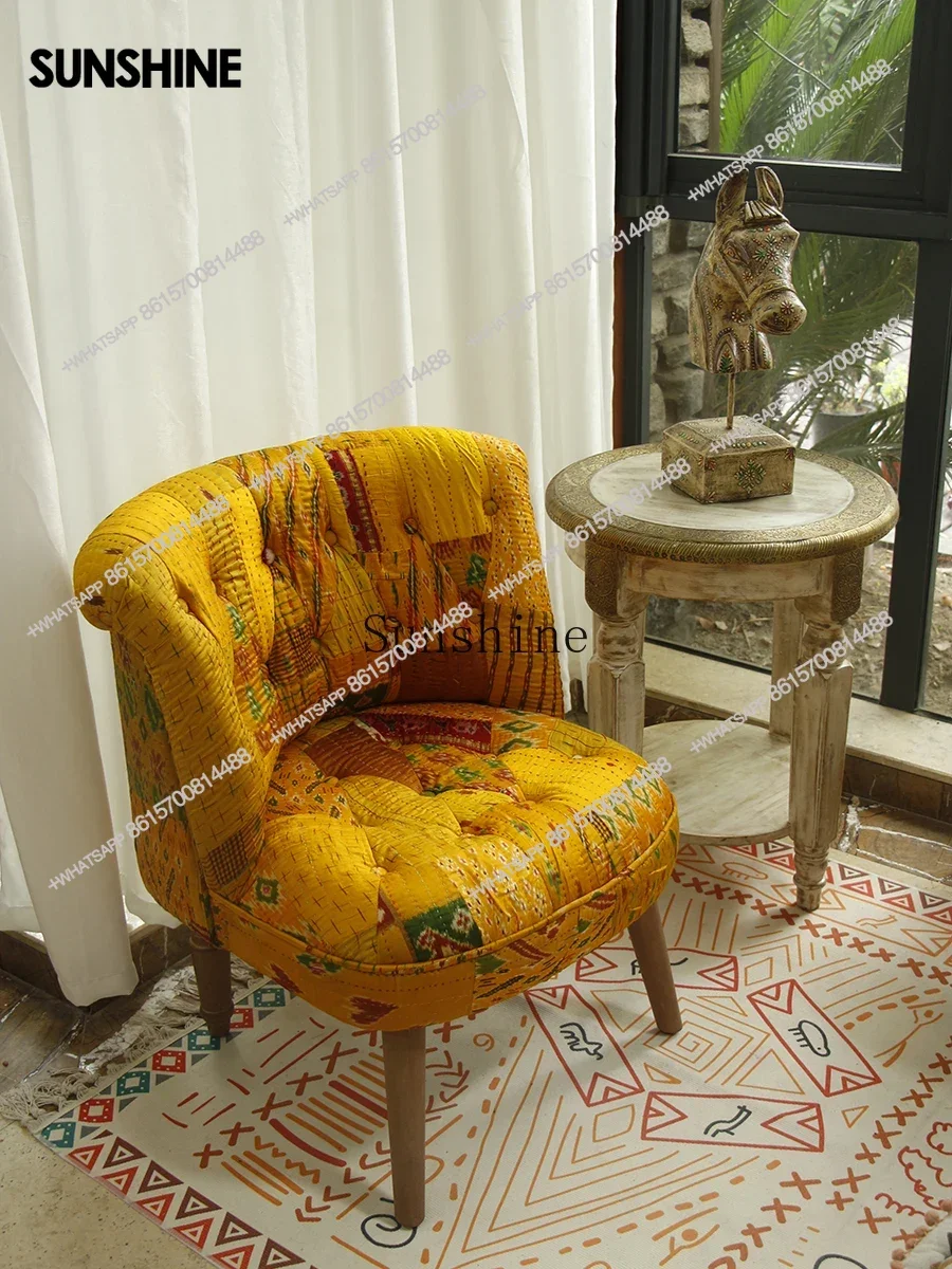 India imported solid wood coffee table retro art decoration ornament round sofa table