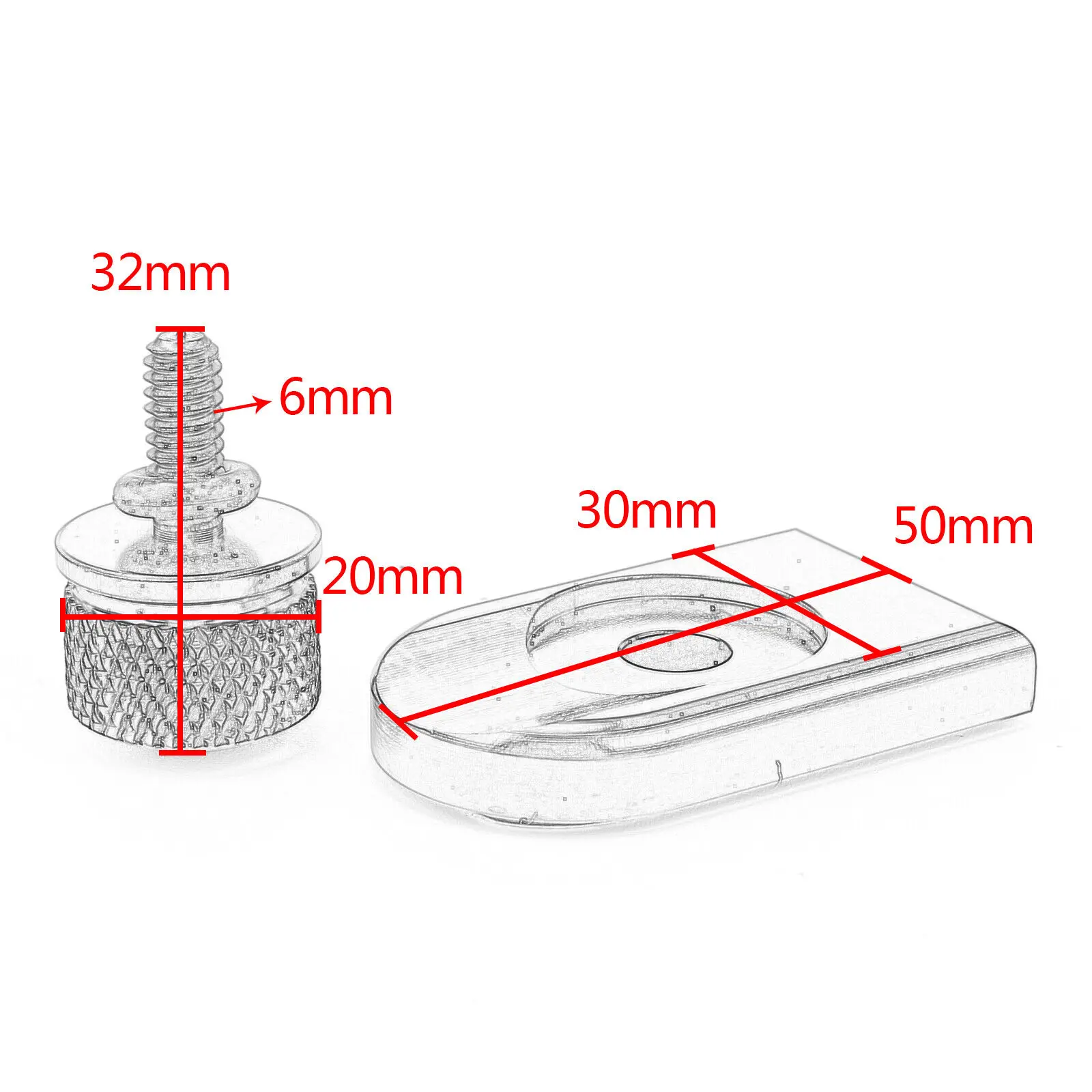 Bracingo Fit Für Harley Sportster Touring Softail Dyna CVO Motorrad Hinten Sitz Bolzen Schraube Mutter Tab Knopf Abdeckung Kit Spacer Pad – Detail 4
