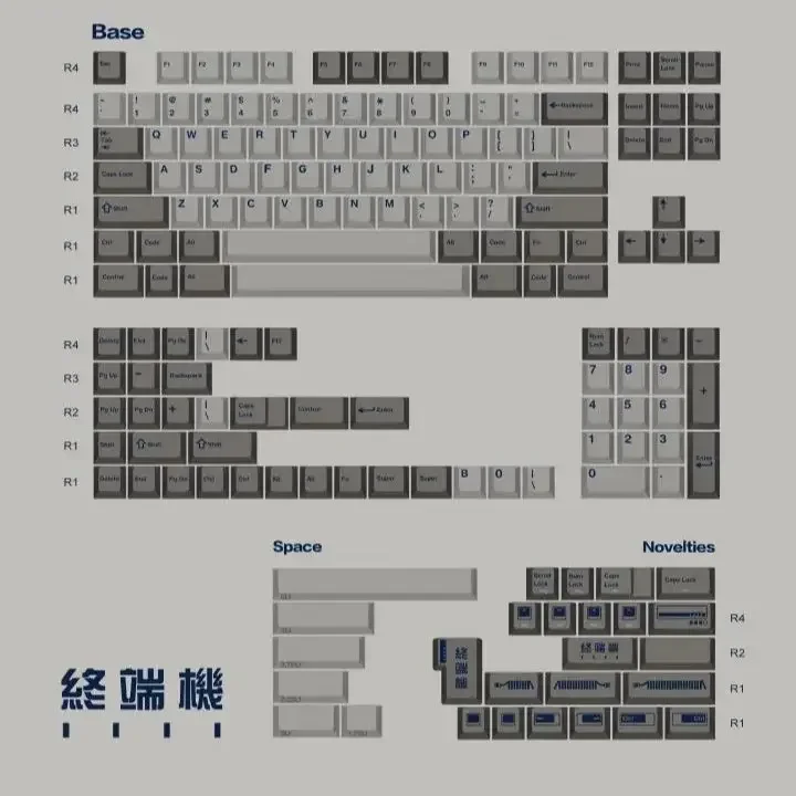 Teclado mecânico Keycaps, Keycaps DIY, Keybox, Shenpo, Terminal Theme, Perfil cereja, PBT, Dye Sub, 147 Chaves, Conjunto completo