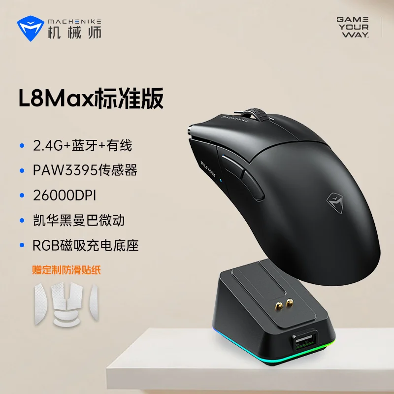 Mechanic L8Max MEAR LINK Wireless Bluetooth Mouse PAW3950 Tri Mode 8K Game E-Sports Lightweight Office Gaming Mouse Gifts