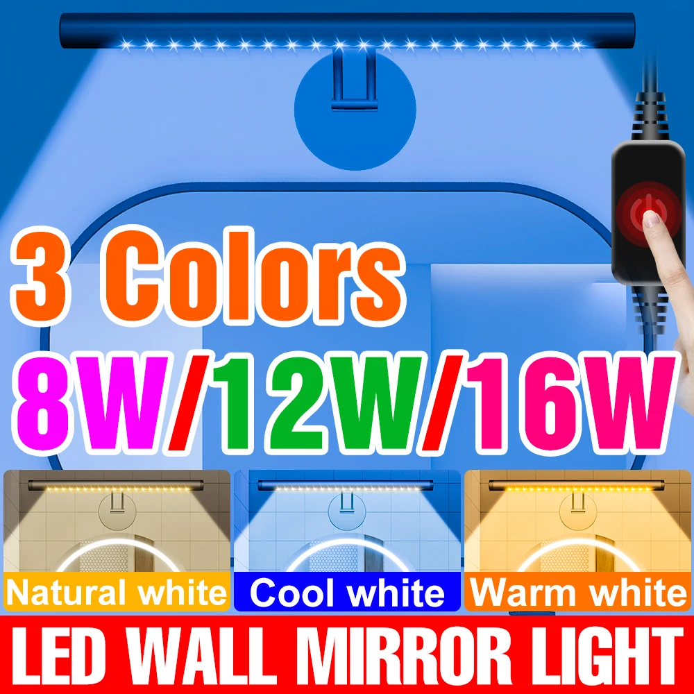 

LED Makeup Vanity Lamp USB Cosmetic Bulb Dressing Table Makeup Fill Light Dimmable LED Mirror Wall Light Kitchen Cabinet Lamp