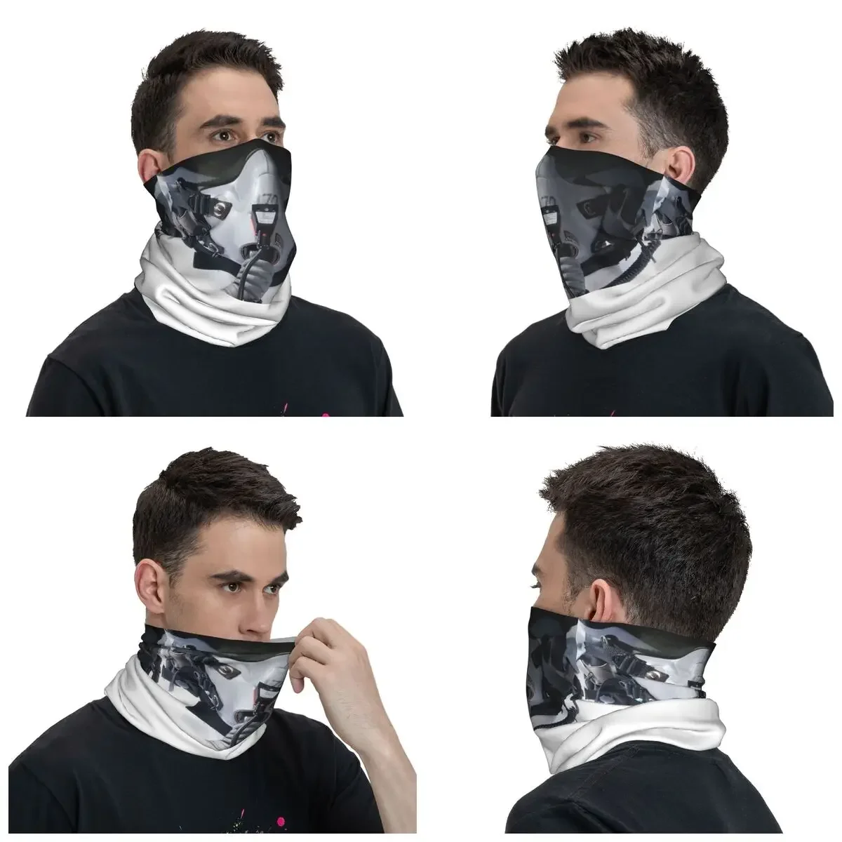 Fighter Pilot Bandana Neck Gaiter Printed Robot Helmet Mask Scarf Multi-use Face Mask Cycling for Men Women Adult Breathable