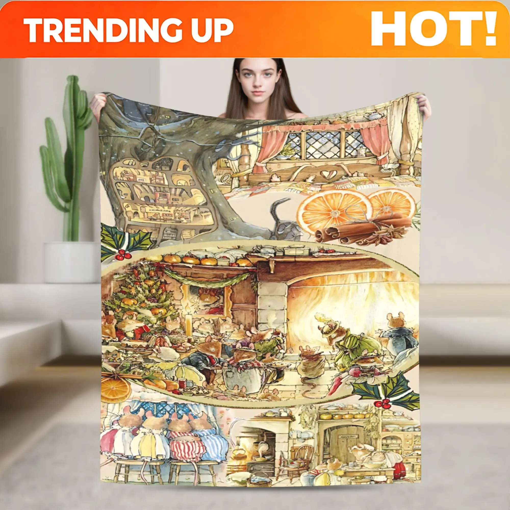 Customize Brambly Hedge Flannel Blanket, a Cozy and Eye-catching Living Room Throw, Office Blanket, Home Blanket, Sofa Decoratio
