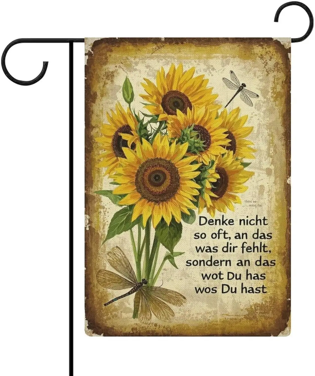 Denke Nicht So Oft An Das Was Dir Fehlt Sondern An Das Wos Du Hast Garden Flag Double Sided 12 X 18 Inch Yard Flag, Small Fl PPM