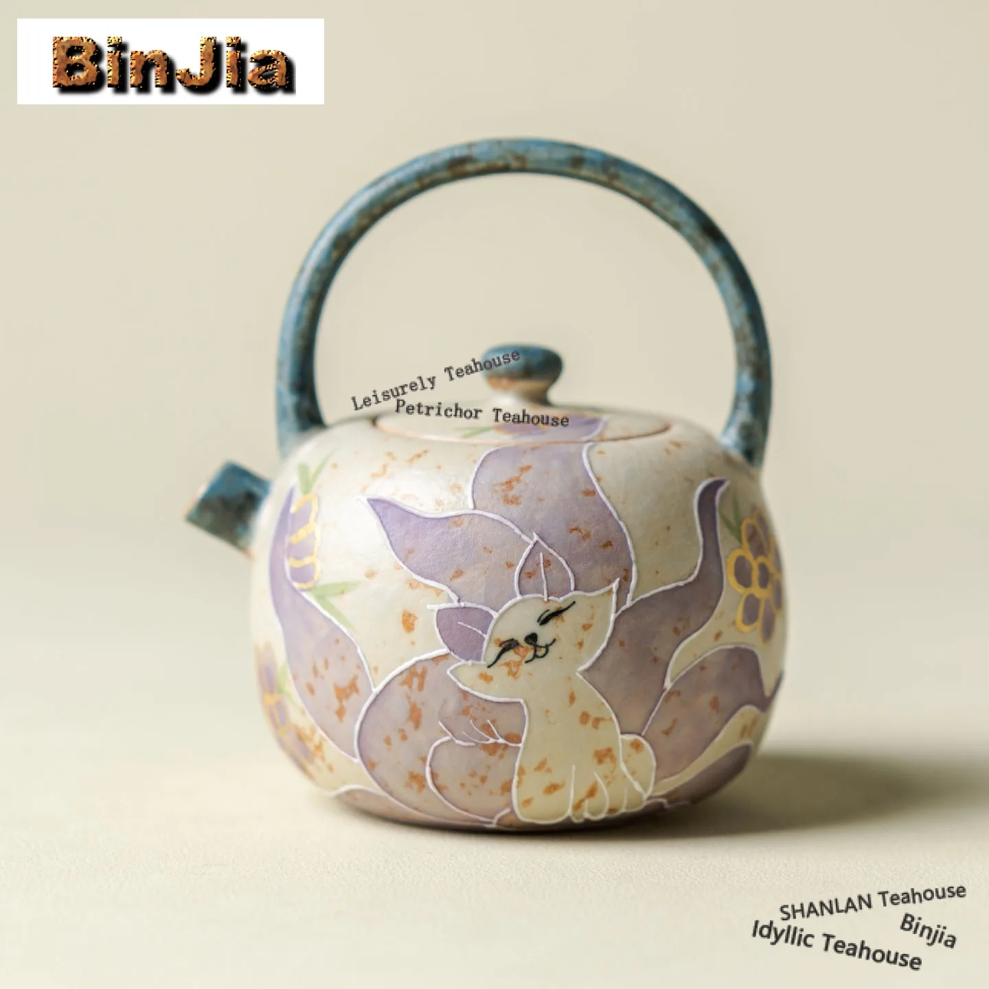 90ml Pile-painted Nine-tailed Fox Teapot Traditional Tea Infuser Pot Tea Brewing Kettle With Ball Hole Tea Items Decoration