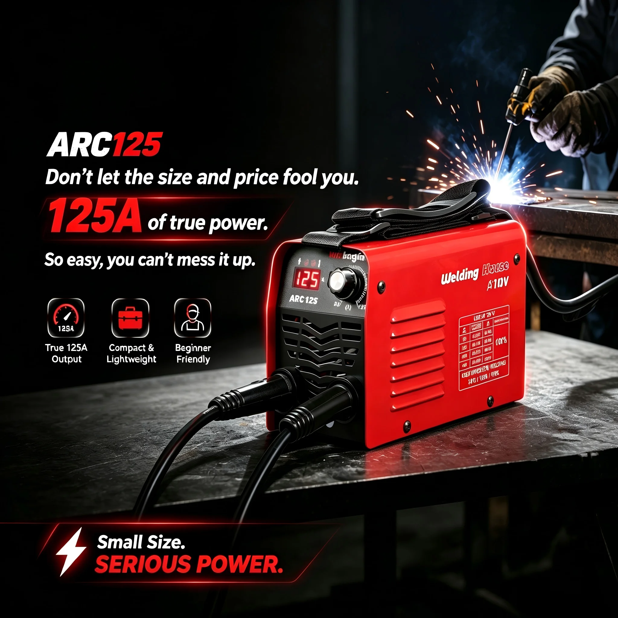 125A Portable Stick Welder, Super Mini and Light Weight MMA Welding Machine, 110V ARC MMA Welder for Home Use DIY Quick Shipping