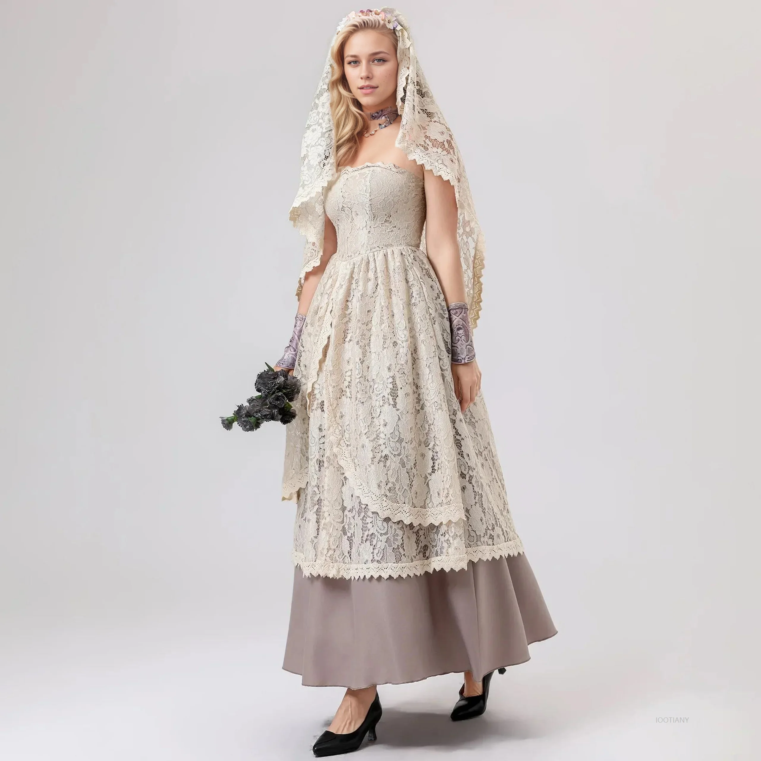

Women's Biochemical Zombie Retro Wedding Dress Adult Cosplay Retro Medieval Renaissance Victorian Style Dress Halloween Costume