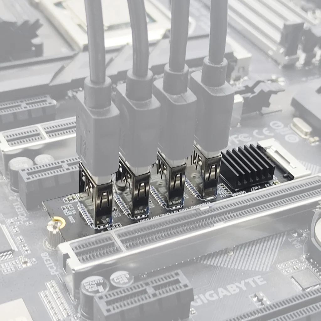 Tarjeta elevadora USB 3,0 PCI-E M.2 a PCIE, adaptador pci-express de 4 puertos para Mac Os, Windows y Linux