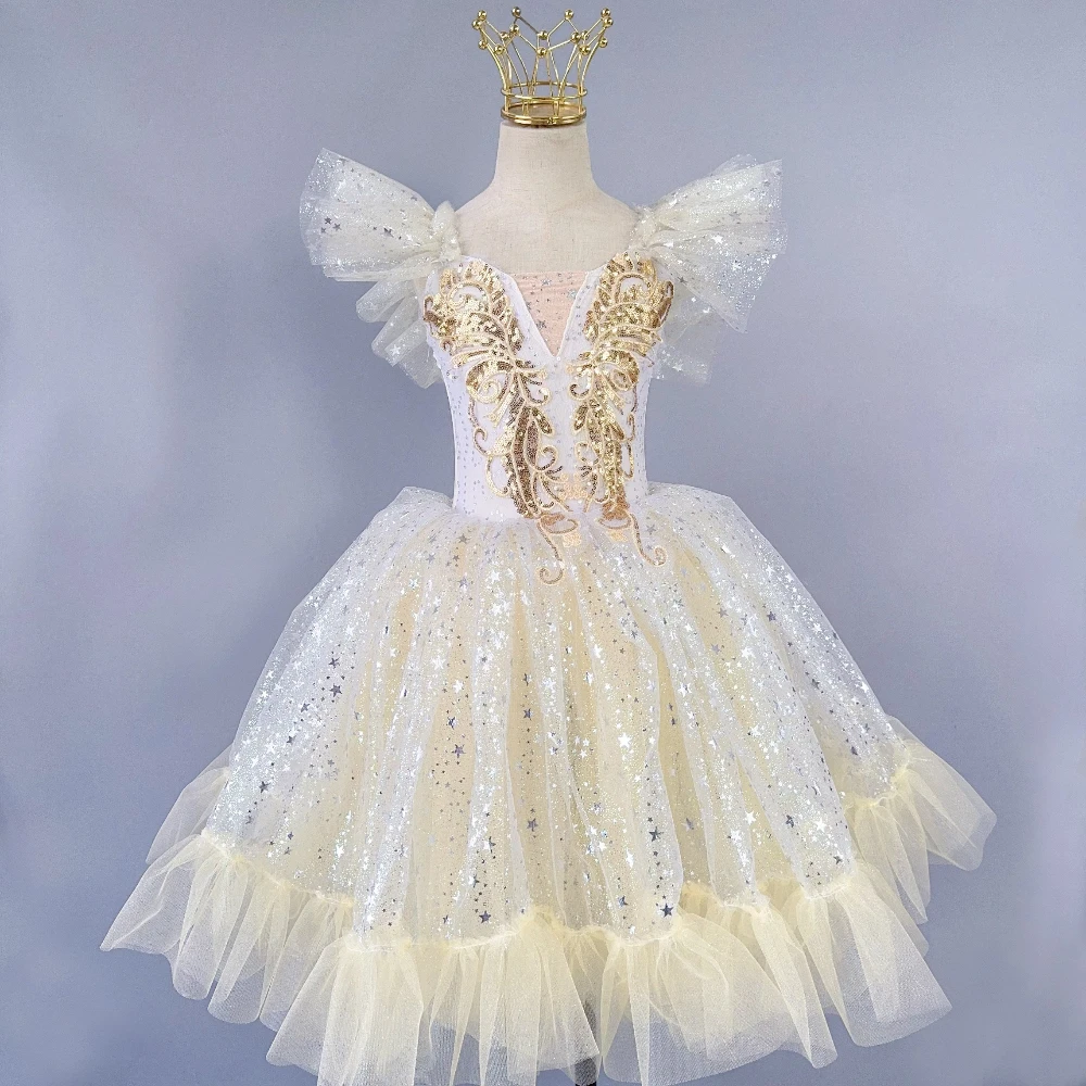 الفتيات الباليه توتو فستان الترتر الأميرة ماكسي فستان الرقص الحديث مرحلة الأداء Dancewear الاطفال راقصة الباليه بحيرة البجع زي