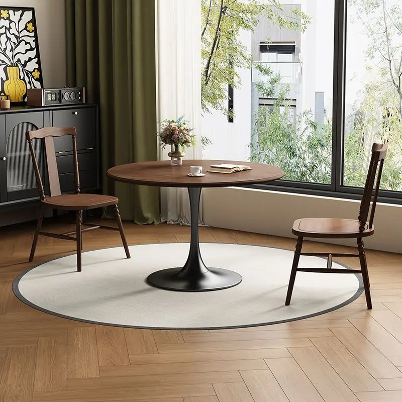 Medieval solid wood small round  Small apartment household balcony Round eating  Dining Leisure coffee table Neg