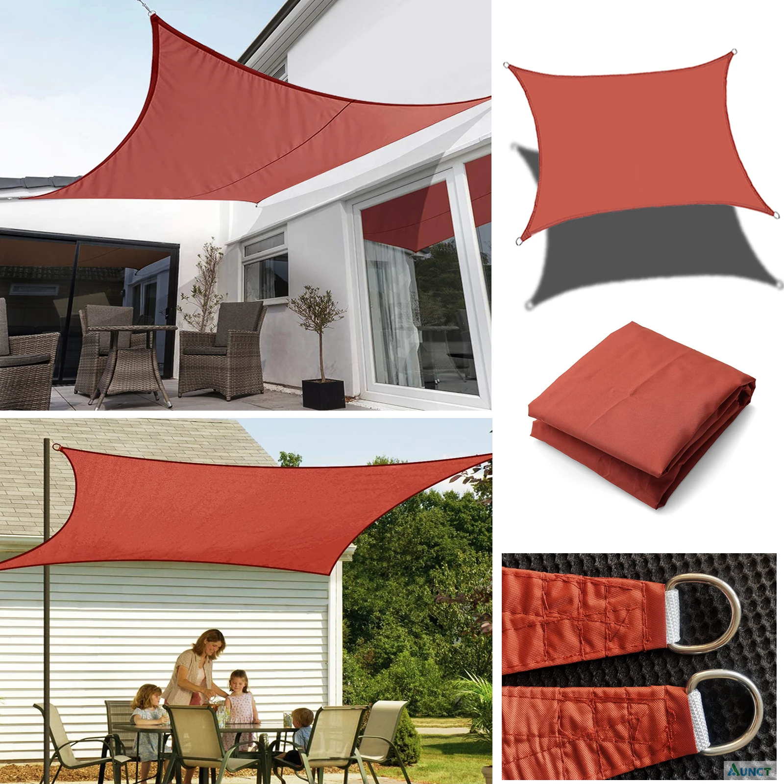 Rust Red All size Waterproof Sun Shade Sail Square Rectangle Garden Terrace Canopy Pool Shade Triangle Camp Hiking Yard Awning