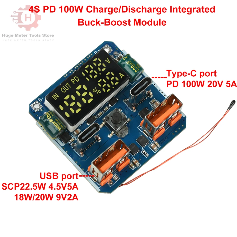 4S PD 100W Charge Discharge Module Lithium Battery Charger 20V 5A Fast Charging for Power Banks Energy Storage Systems