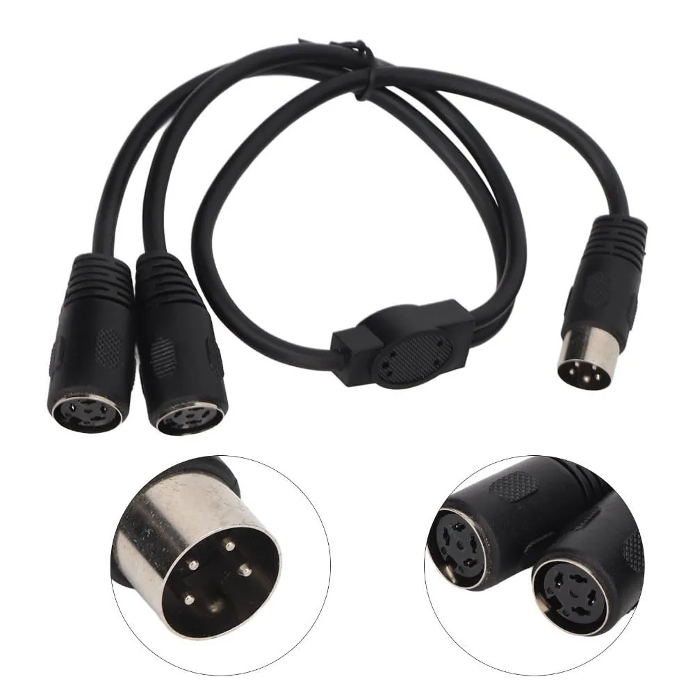 1 Male to 2 Female DIN 4PIN to 2DIN 4PIN Adapter Cable Plug and Play 0.5m/1.6ft 4 Pin DIN Y Splitter Cable