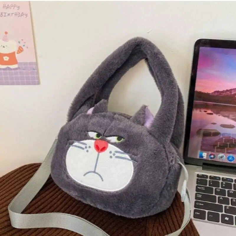 

Disney Lucifer Cat Plush Handbag Crossbody Bag Single Layer Zipper Large-Capacity Storage Adjustable Shoulder Strap Friend Gift