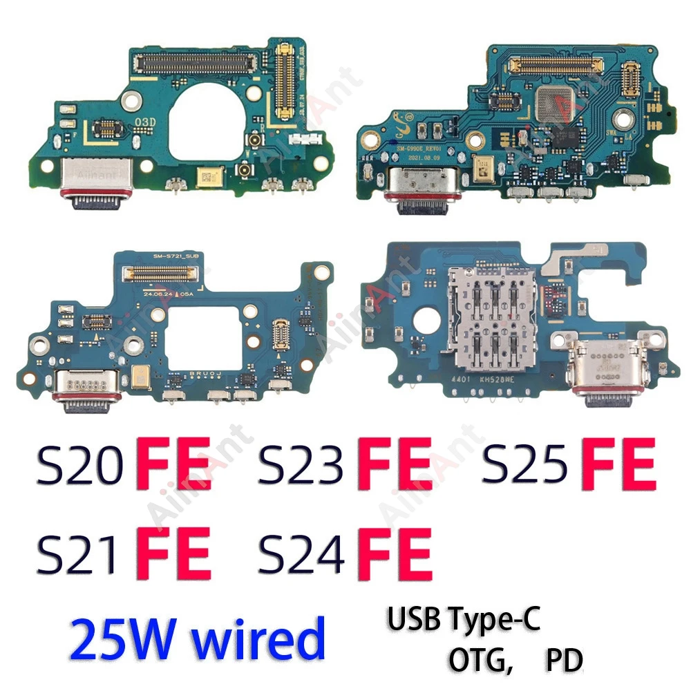 USB Mic Board Dock Charger Connector Charging Port Flex Cable For Samsung Galaxy S25 S24 S23 S21 S20 FE G781W G990W S721W S711W