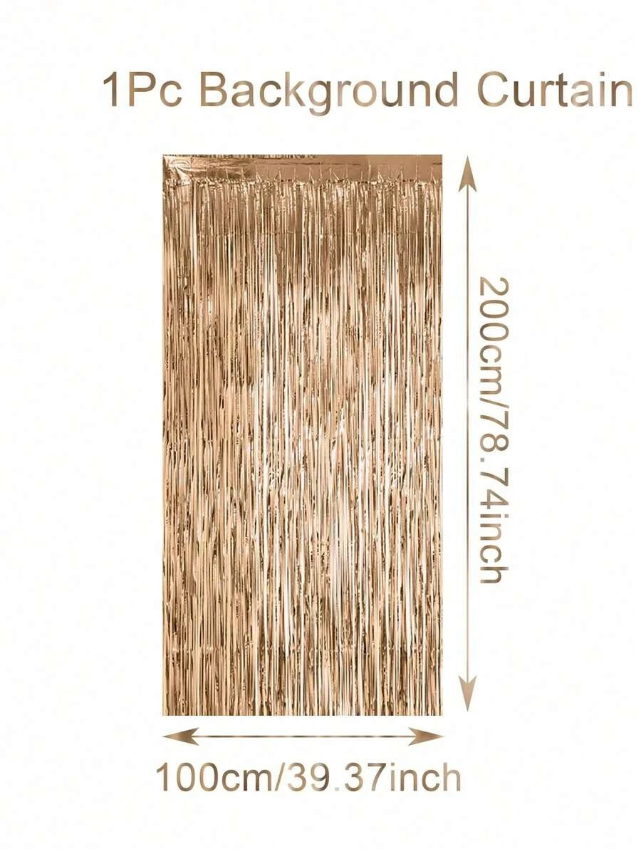 Gold Foil Fringe Curtain, Metallic Tinsel Streamer Backdrop for Birthday Party Wedding Photo Booth Decorations