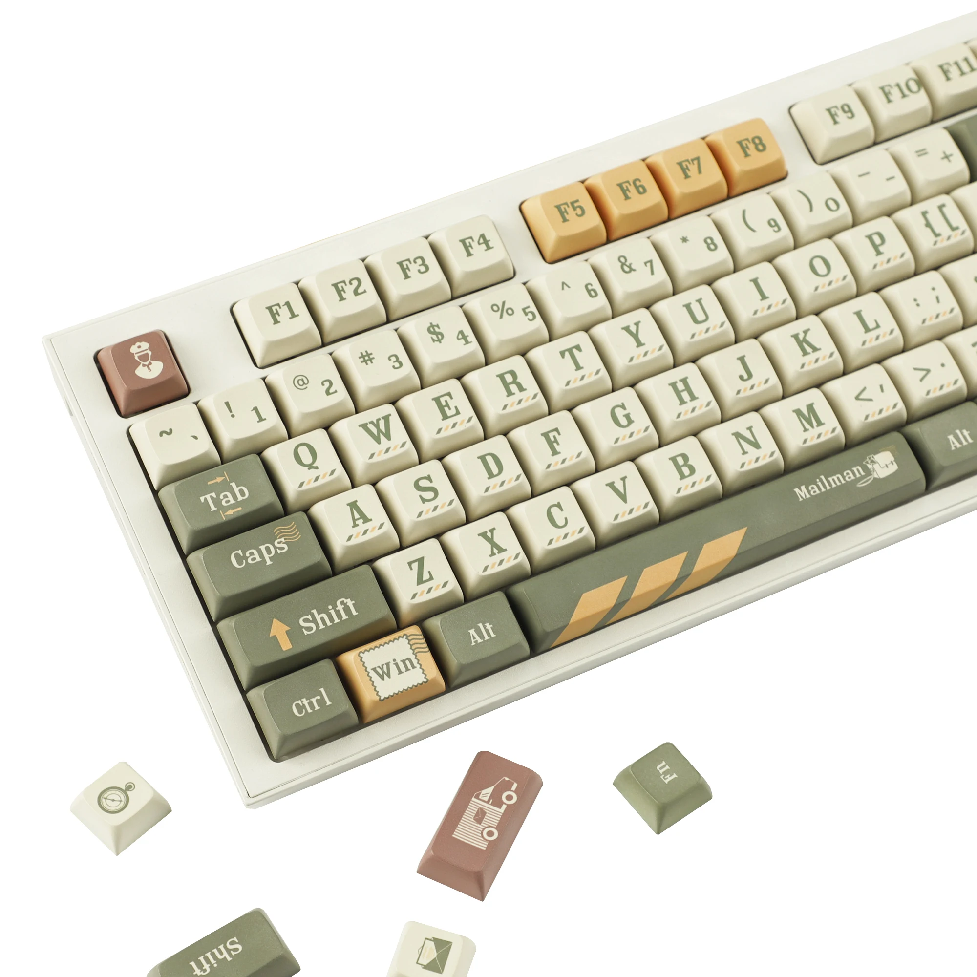 YMDK Postman Theme Keycaps Full Set 127 Keys XDA Profile PBT Dye Sub Keycap for 61 64 67 68 84 87 96 108 MX Mechanical Keyboards