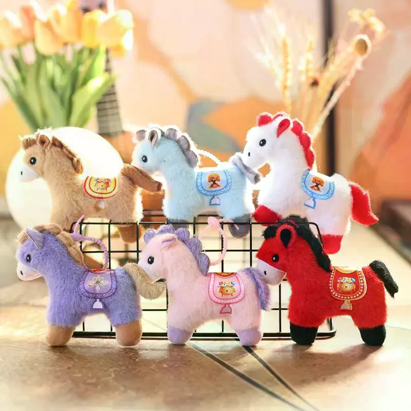 1 pz carino pony borsa chiave pendente decorativo 2026 capodanno del cavallo mascotte peluche portachiavi regalo di compleanno