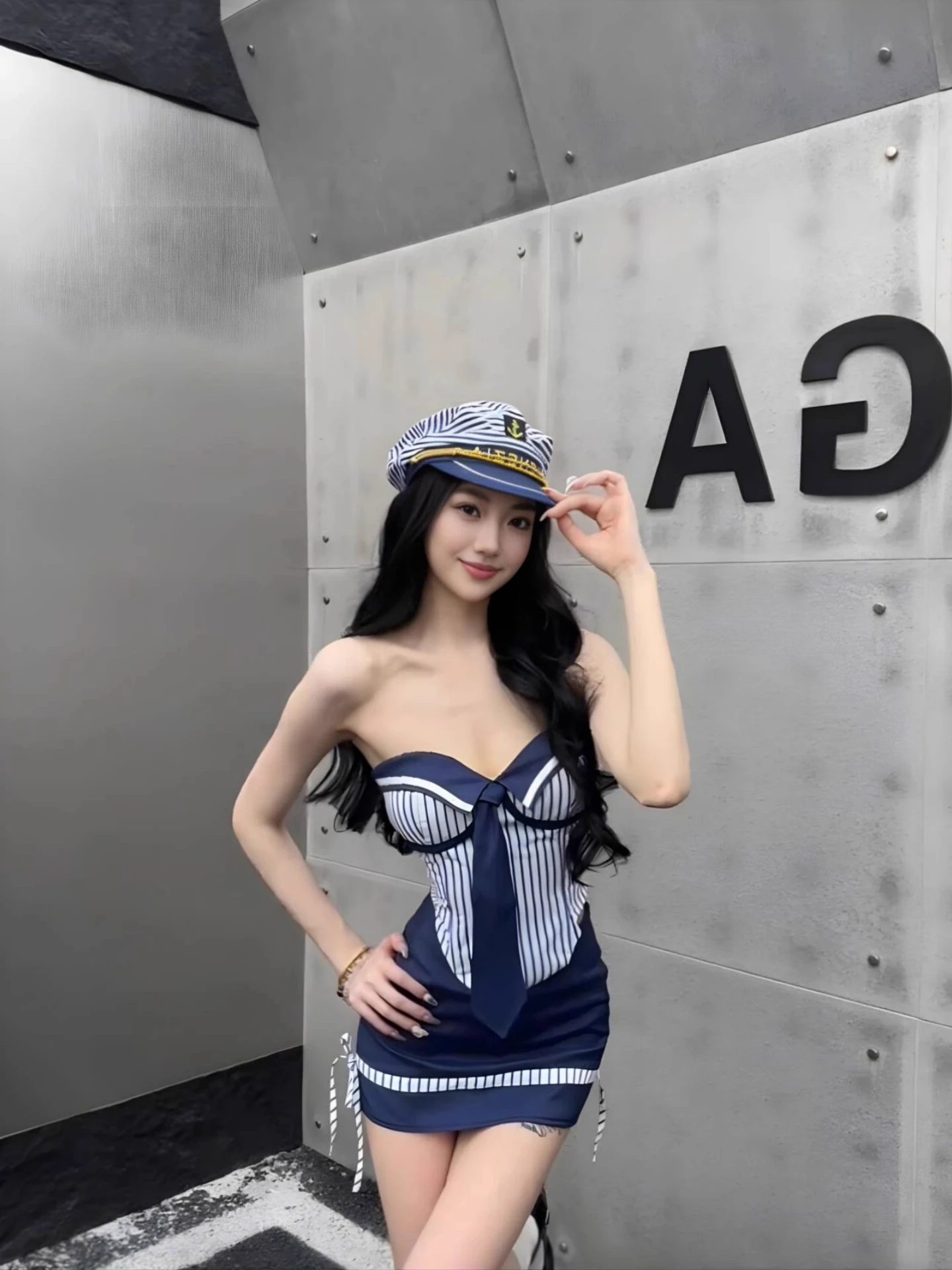 

loween Sexy Sailor Suit Set Slimming Pure Desire Air Steward Cosplay High Waist Polyester Blend Breathable Spring Autumn