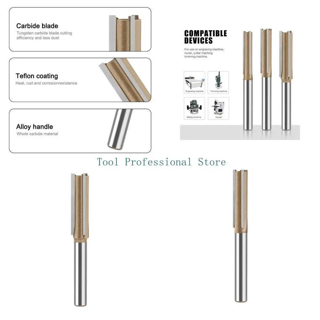 

57QF прямая фреза с хвостовиком 1/4 дюйма, фреза по дереву, 3 канавки, долбежный резак, деревообрабатывающий инструмент, фреза