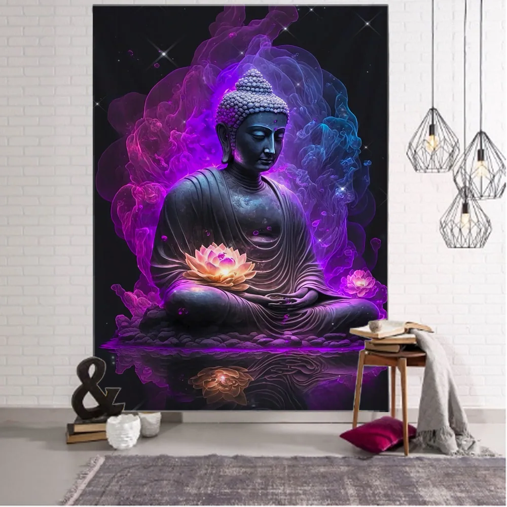 

Indian Buddha Tapestry Lotus Meditation Chakra Wall Hanging Mandala Tapestry psychedelic Yoga Home Wall Decoration Background