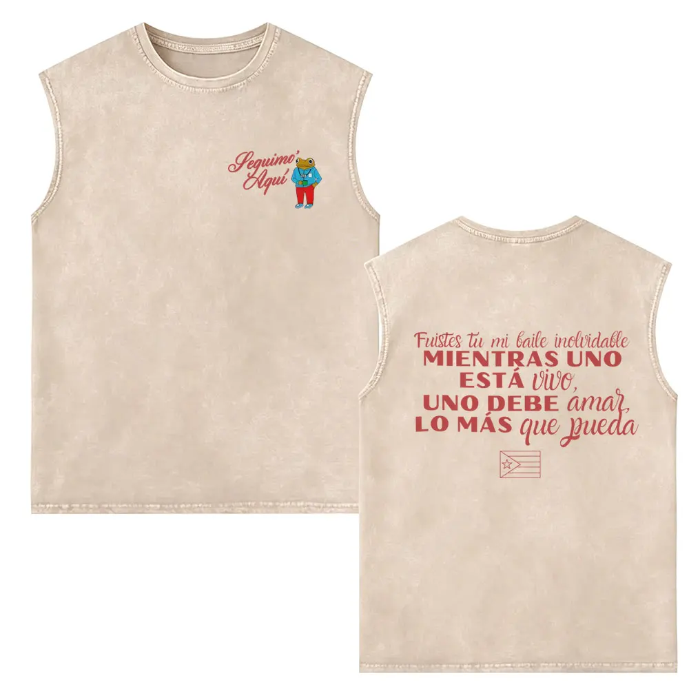 Camiseta sin mangas estilo chaleco con efecto lavado, merchandising de Bad Bunny, Debi Tirar Mas Fotos DTMF Tour, camisetas sin mangas, camiseta de moda hip hop para hombre y mujer