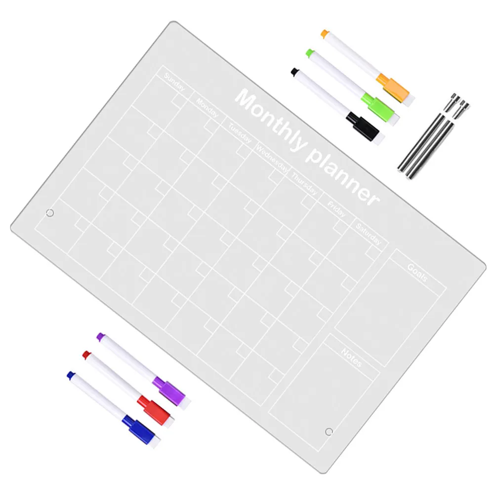 

1Set Transparent Acrylic Memo Board with Marker Erasable Desktop Writing Board for Office Home School Business Hotel Use
