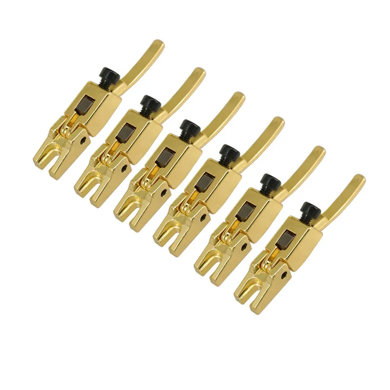 6 Pcs Vintage Locked String Saddles for Electric Guitar Tremolo Bridge Double Locking Systyem Guitar Accessories Parts