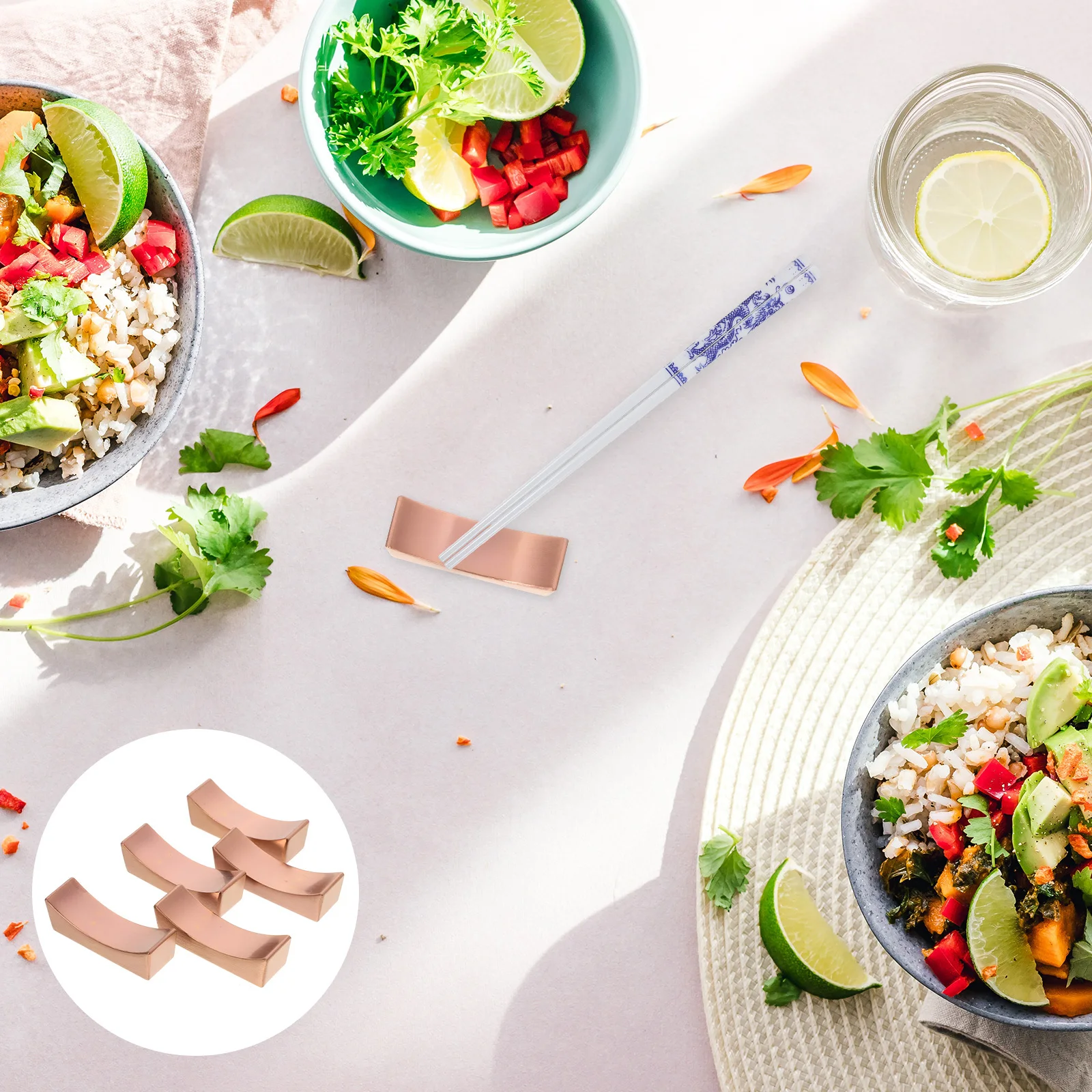 

5Pcs Golden Chopstick Rests Stainless Steel Tableware Holders Fine Workmanship No Deform Easy Clean Chopsticks Holder