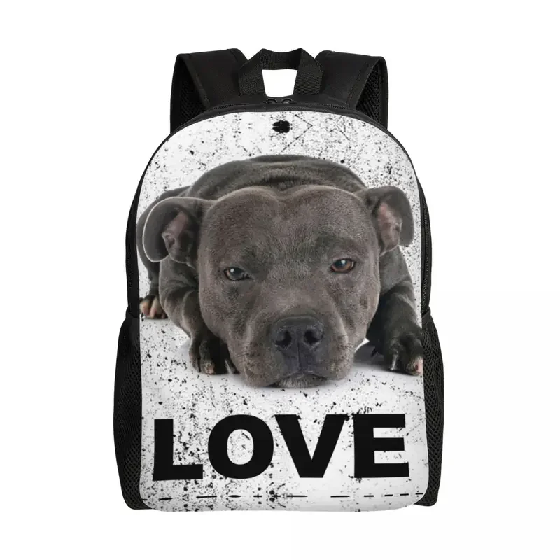 3D Print Cute Staffordshire Bull Terrier Dog Love Backpack for Animal College School Travel Bags Bookbag Fits 15 Inch Laptop